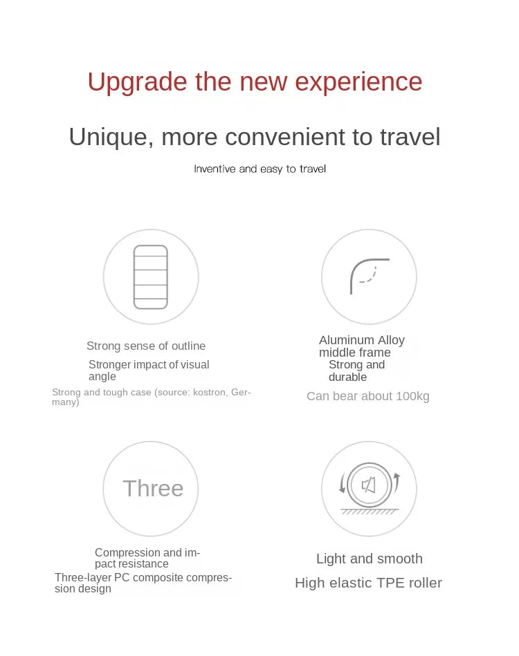 Large Capacity Travel Luggage Aluminum frame Suitcase Trolley Case 24/28/30 inch Travel Suitcase with Cup Holder Boarding Case