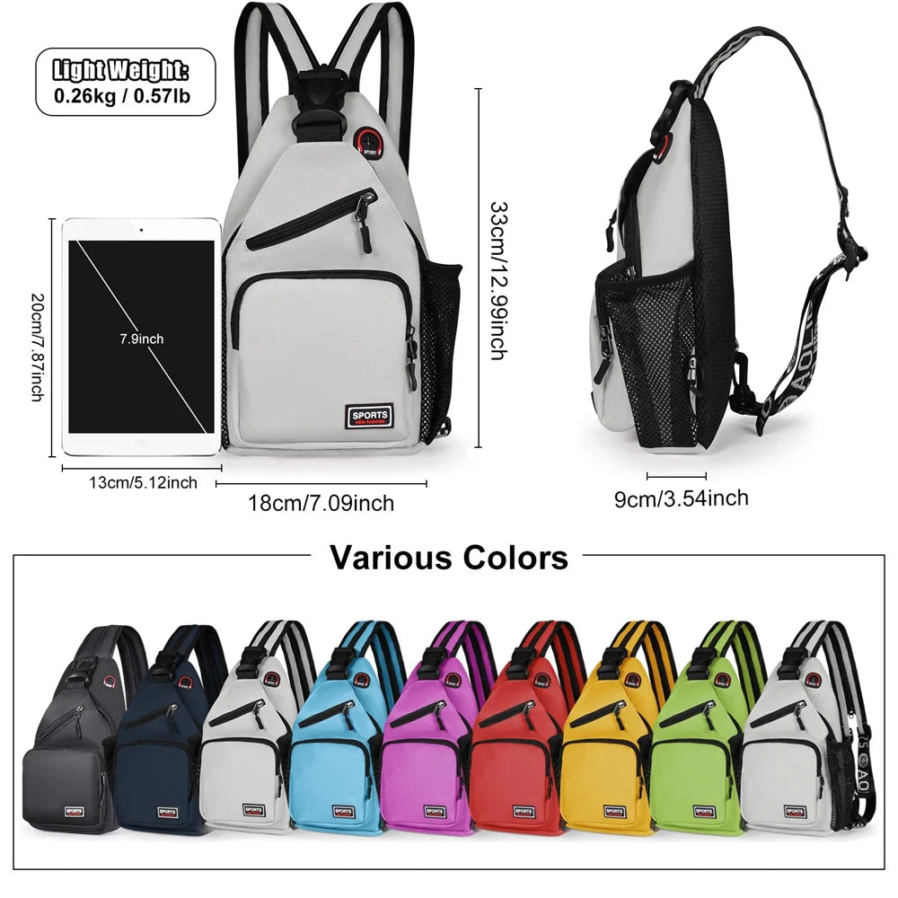 Women Chest Bags Adjustable Backpack and Single Shoulder Bag With Earphone Hole Girl Small Sports Travel Messenger Oxford Bag