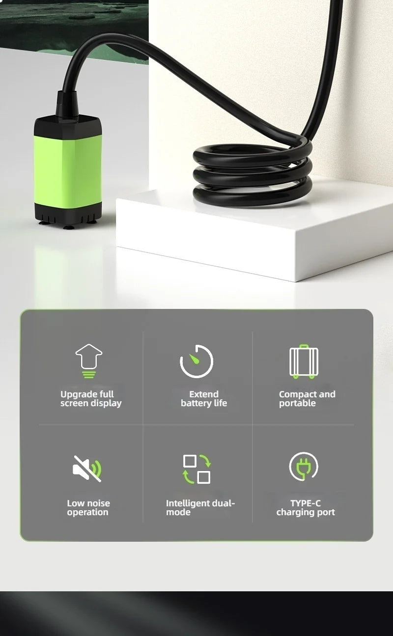 Portable Outdoor Camping Shower Set Waterproof with Digital Display Rechargeable Electric Shower Pump Hiking Travel Pet Watering