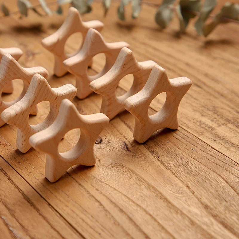 Let's Make 5pcs Wholesale Wooden Teether Rodent Pacifier Pendant Wooden Toys DIY Baby Necklace Gift BPA Free Beech Hedgehog Bird