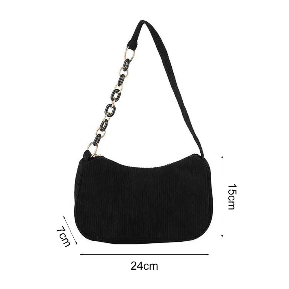 Fashion Vintage Handbags Women Autumn Winter Corduroy Underarm Bag  Zipper Shoulder Small Bags Female Soft Casual Clutch Handbag