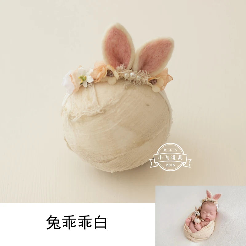 ❤️Newborn Photography Props Accessory Cute Manual Headband Studio Baby Photo Cartoon Ear Headwear Infant Shoot Accessories