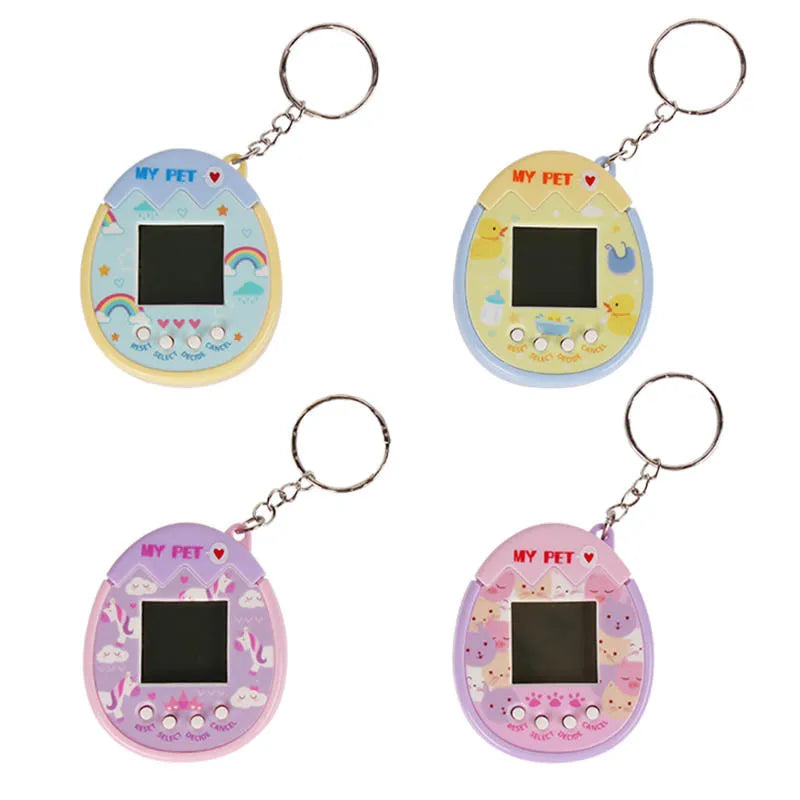 2Pcs Cute Cartoon Mini Handheld Electronic Pet Game Console Random Color Virtual Pet Raising Machine Electronic Toy