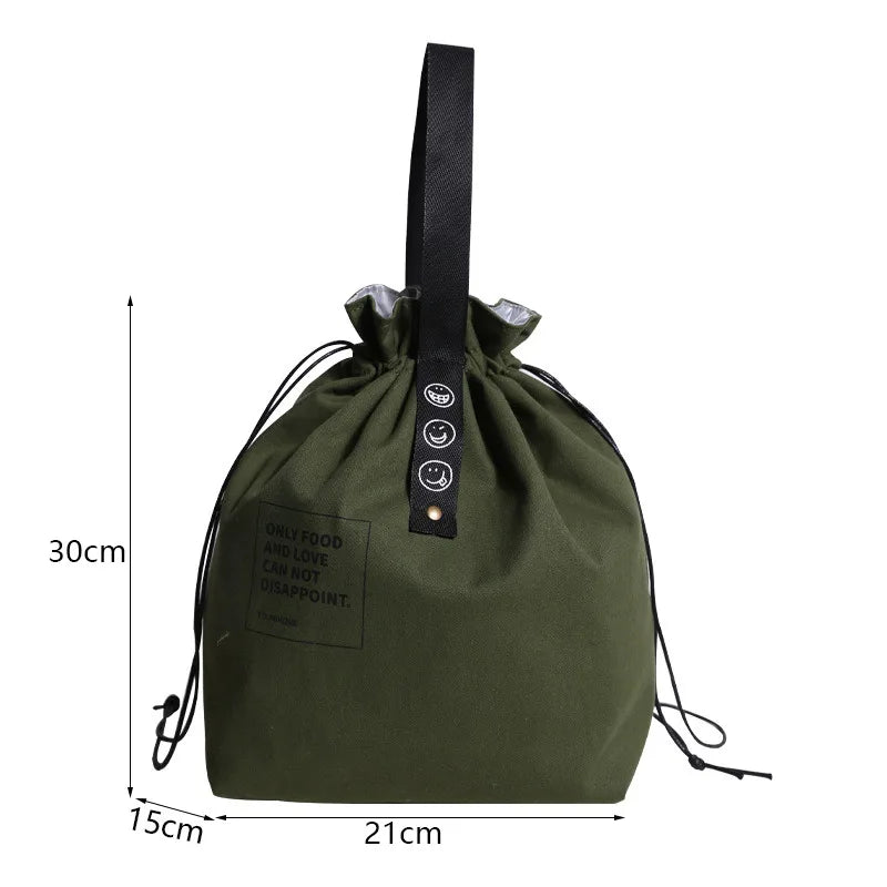 Canvas Lunch Bag Bento Box Handbag Outdoor Portable Picnic Dinner Container School Fresh Keeping Food Storage Tote Accessories