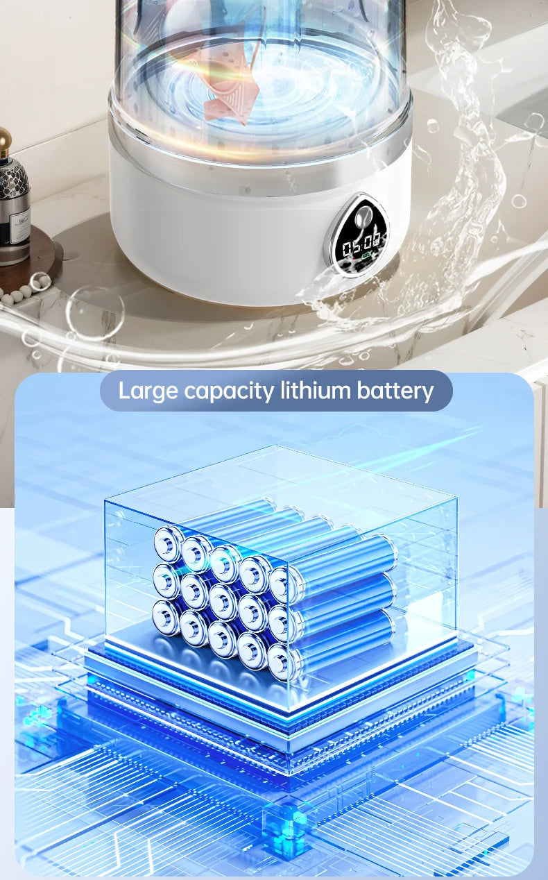 F1 portable mini washing machine with USB charging, silent and fully automatic washing machine, a must-have for dormitory travel