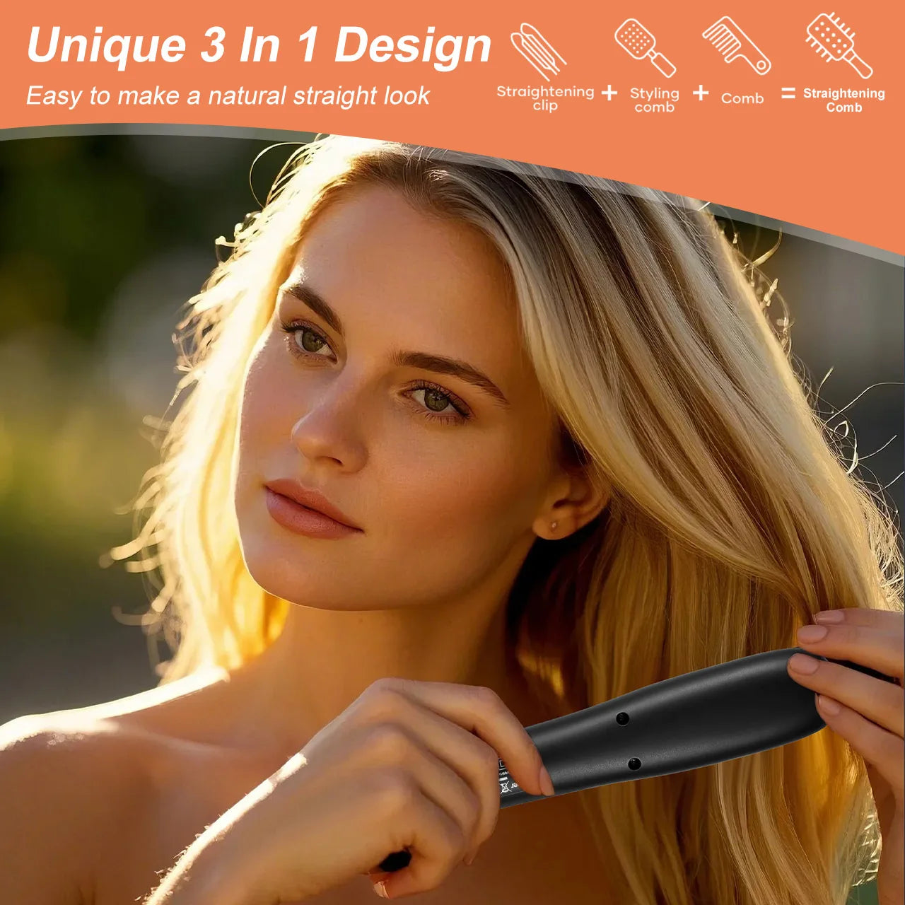 Hatteker Ion Straightening Comb Portable Home Use Negative Multi-temperature Adjustable Straightener New Model Hair Styling Tool