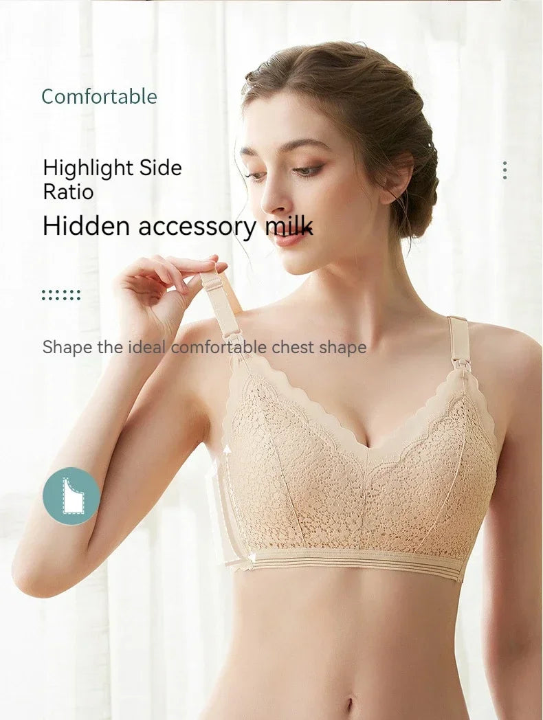 New Lace Up Buckle Without Steel Ring to Prevent Sagging Breastfeeding Bra is Soft and Comfortable For Pregnant Women in Large