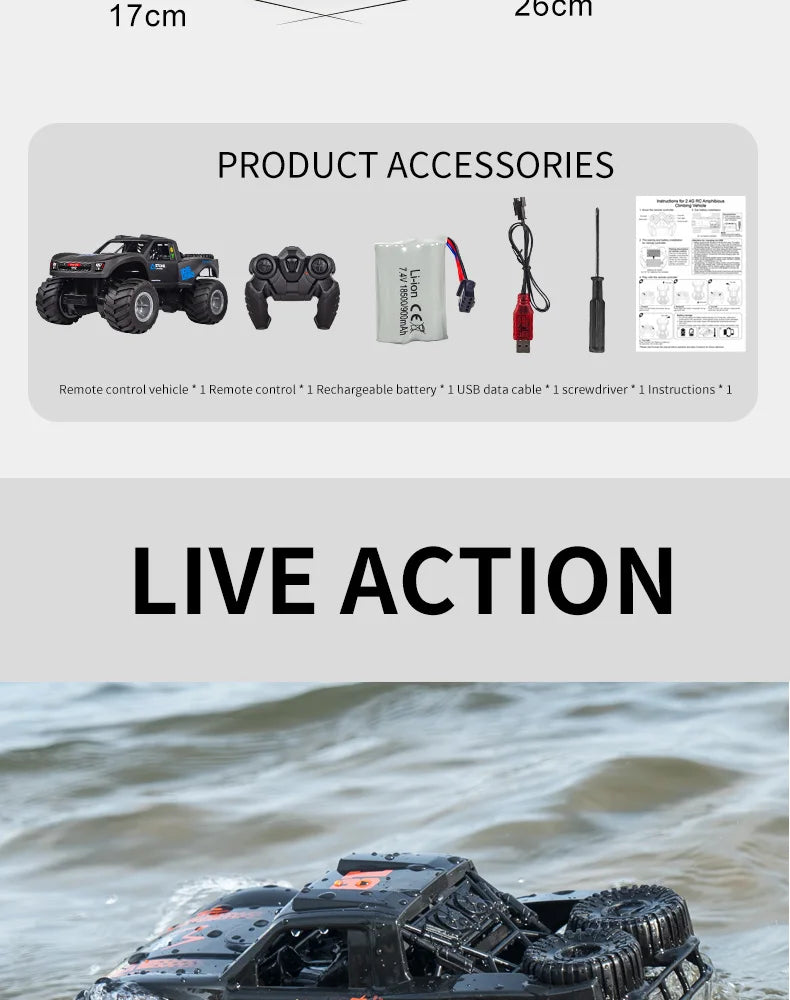 JJRC Q156 4WD 2.4G Amphibious Off-road Climbing RC Flip Stunt Car Racing All-terrain Waterproof Children's RC Toys Gifts