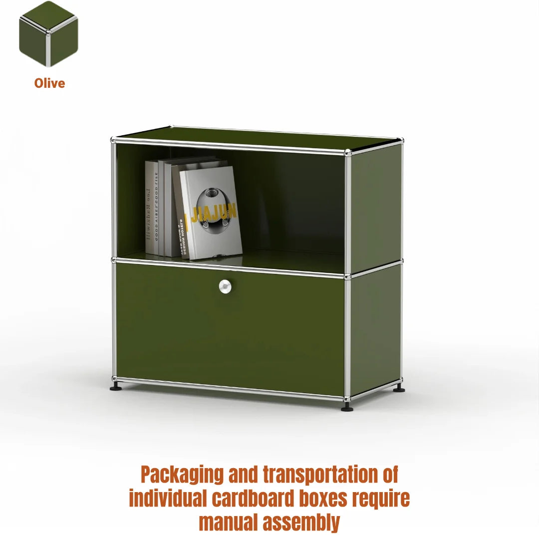 Modern Steel Flip Door Cabinet｜2-Tier Modular Storage Unit｜Custom Color Metal Organizer for Entryway, Living Room or Office