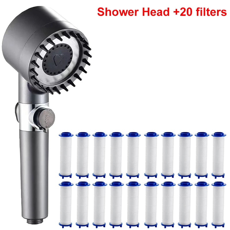 4 Modes Showerhead High Pressure Shower Head With Water Filtration Massage Shower Head Rainfall Shower Bathroom Accessories