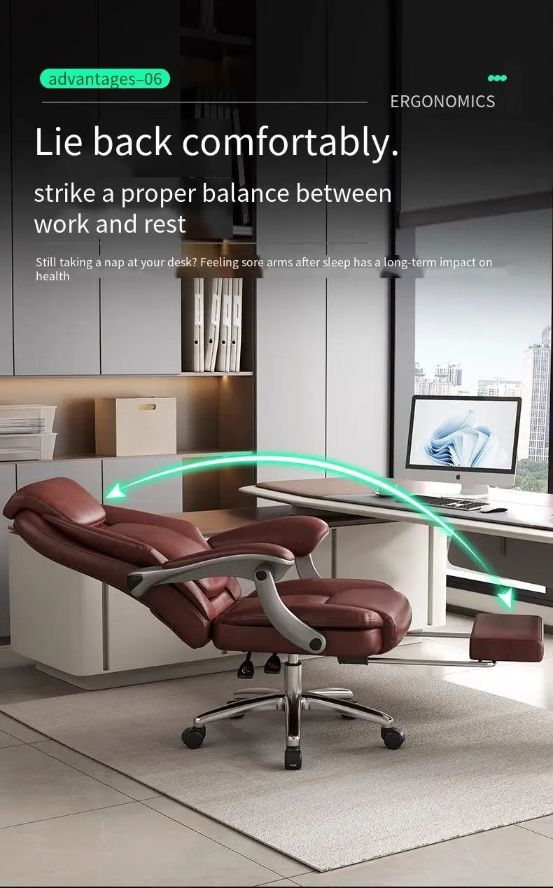 Foot Rest Ergonomic Office Chair Comfortable Designer Relax Luxury Swivel Office Chair Pliable Wheel Sillas Escritorio Furniture