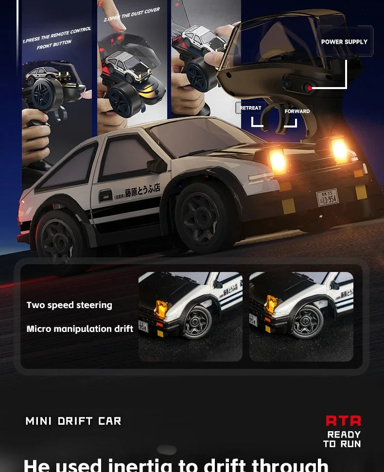RC Drift Car 1/64 AE86 Mini Desktop Remote Control 2.4G 4WD Off-road Drifting Racing Vehicle Electric Toy Boys Cars