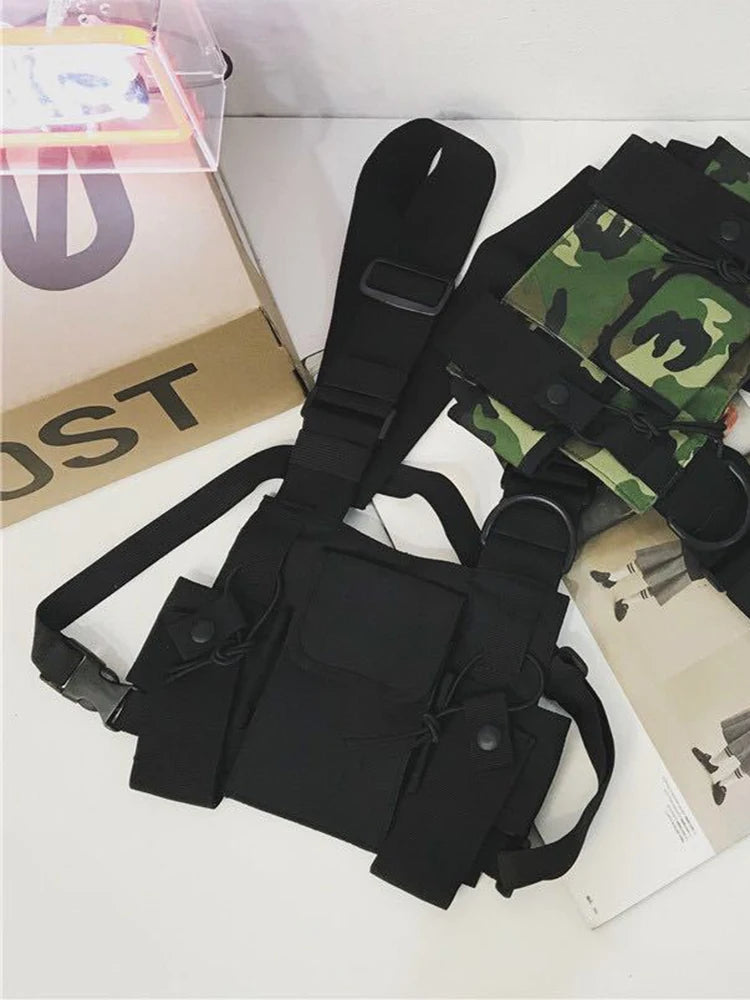 Functional Tactical Chest Bag For Woman Fashion Bullet Hip Hop Vest Streetwear Bags Casual Waist Pack Unisex Black Chest Rig Bag