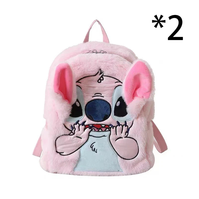 2025 New Disney Children's Backpack Cute Plush Stitch Cartoon Backpack For Kids Gifts Unisex