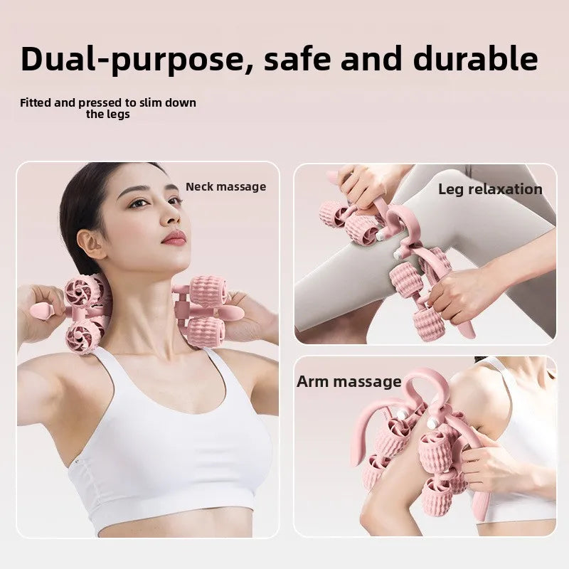 8-wheel multi-functional leg massager ring leg roller thigh calf muscle relaxation lazy neck leg full body massager