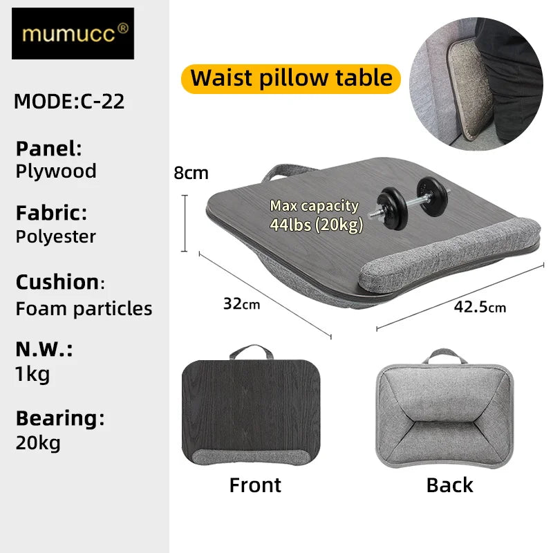 MUMUCC Lazy Laptop Table with Cushions and Slots, Multifunctional  Mini Pillow Table, Portable Room Desk, Office Lumbar Support