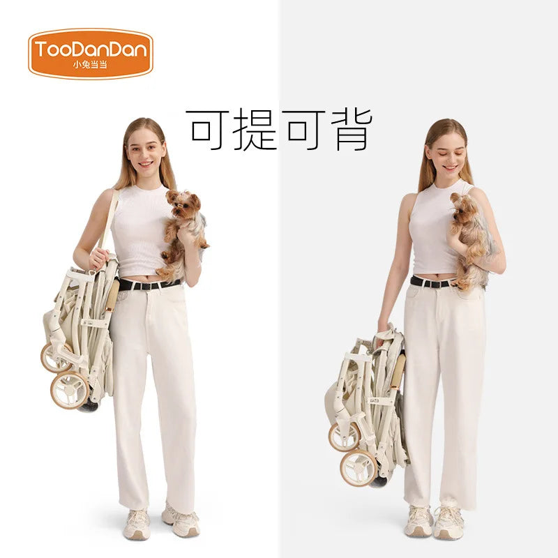 Outdoor Pet Pram One Click Folding Stroller Dog Cat Lightweight Trolley Small Pets Travel Breathable Puppy Supplies