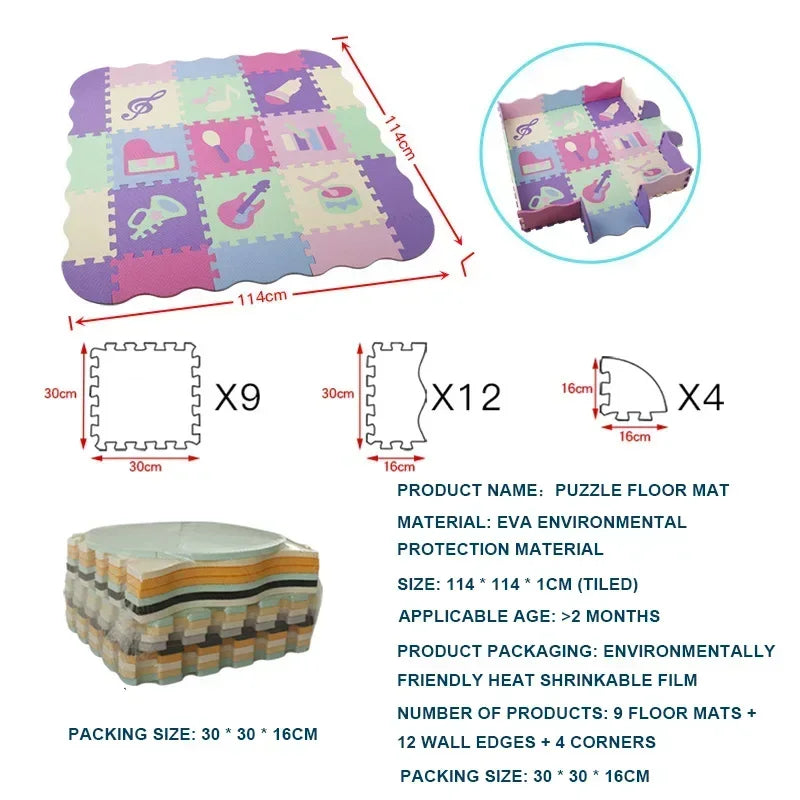 EVA Foam Play Mat with Fence Baby Puzzle Jigsaw Floor Mats Thick Carpet Pad for Kids Educational Toys Activity Pad Playmat