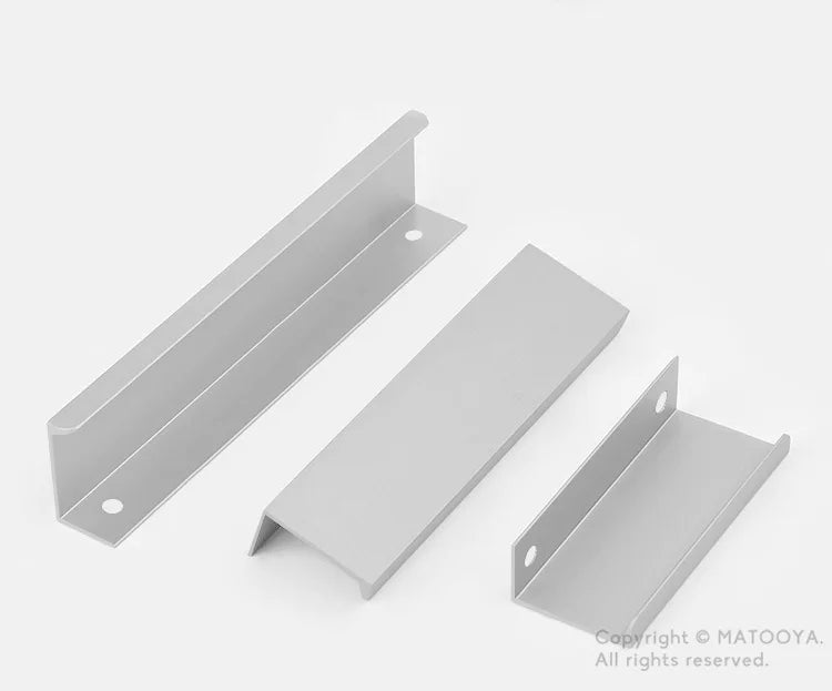 Hidden Furniture Handles Matte Black Gold Silver Kitchen Cabinet Pull Wardrobe Pull Not punched Handles for Cabinets and Drawers