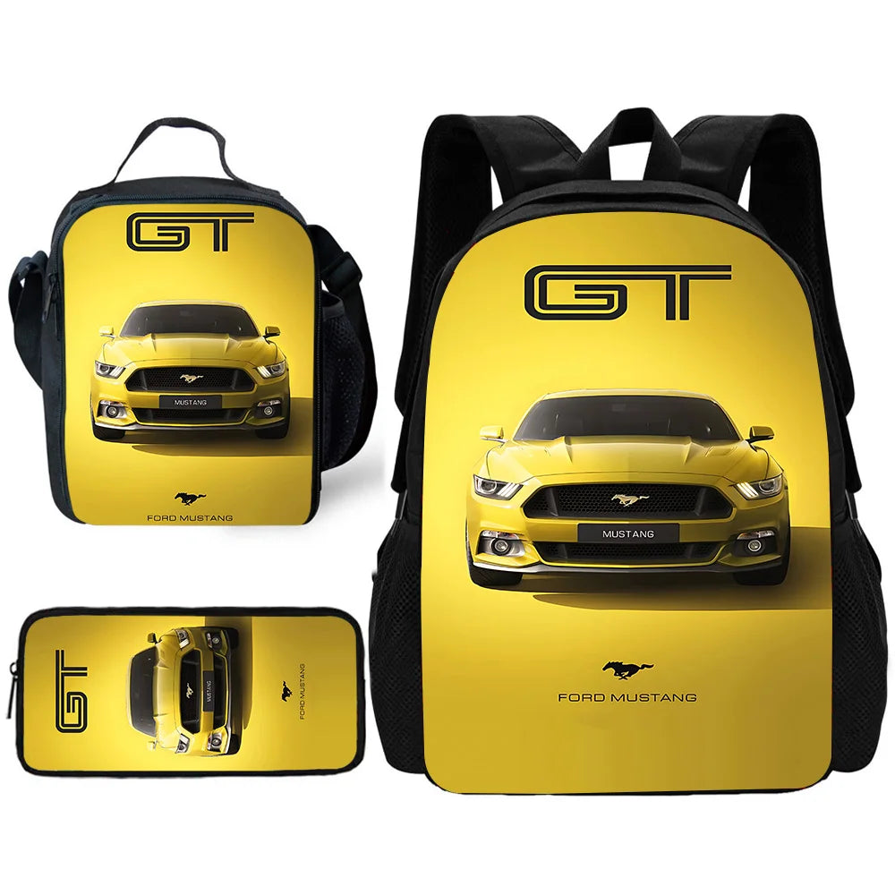 Child School Backpack with Fashion M-Mustangs car logo Lunch Bags ,Pencil Bags ,School Bags for Boys Girls Best Gift