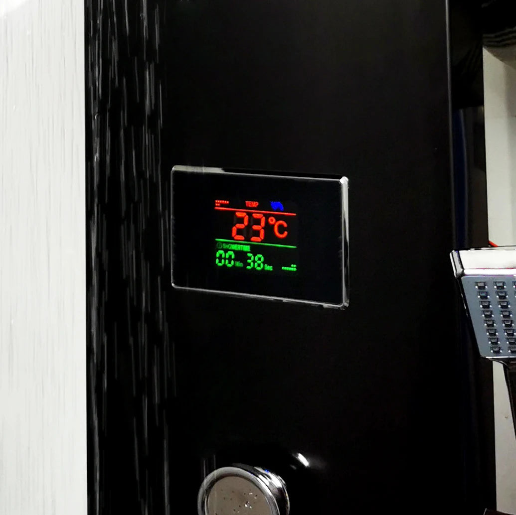 ZAPPO Black Bath Shower Faucet Temperature Digital Display Shower Panel Body Massage System Jets LED Shower Column Faucets Set