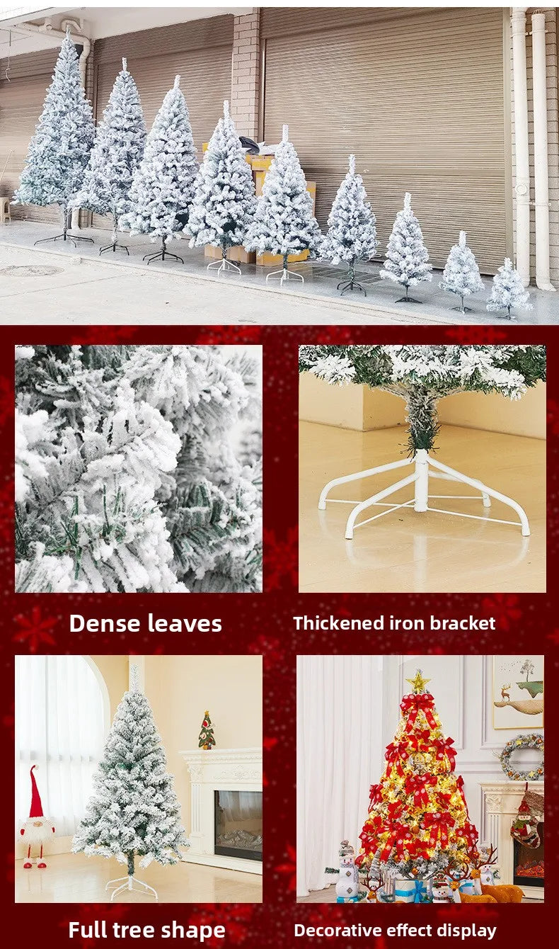 Realistic Snow Flocked Christmas Tree PVC Artificial Pine Tree White Snow Covered Xmas Tree for Store Window Decoration
