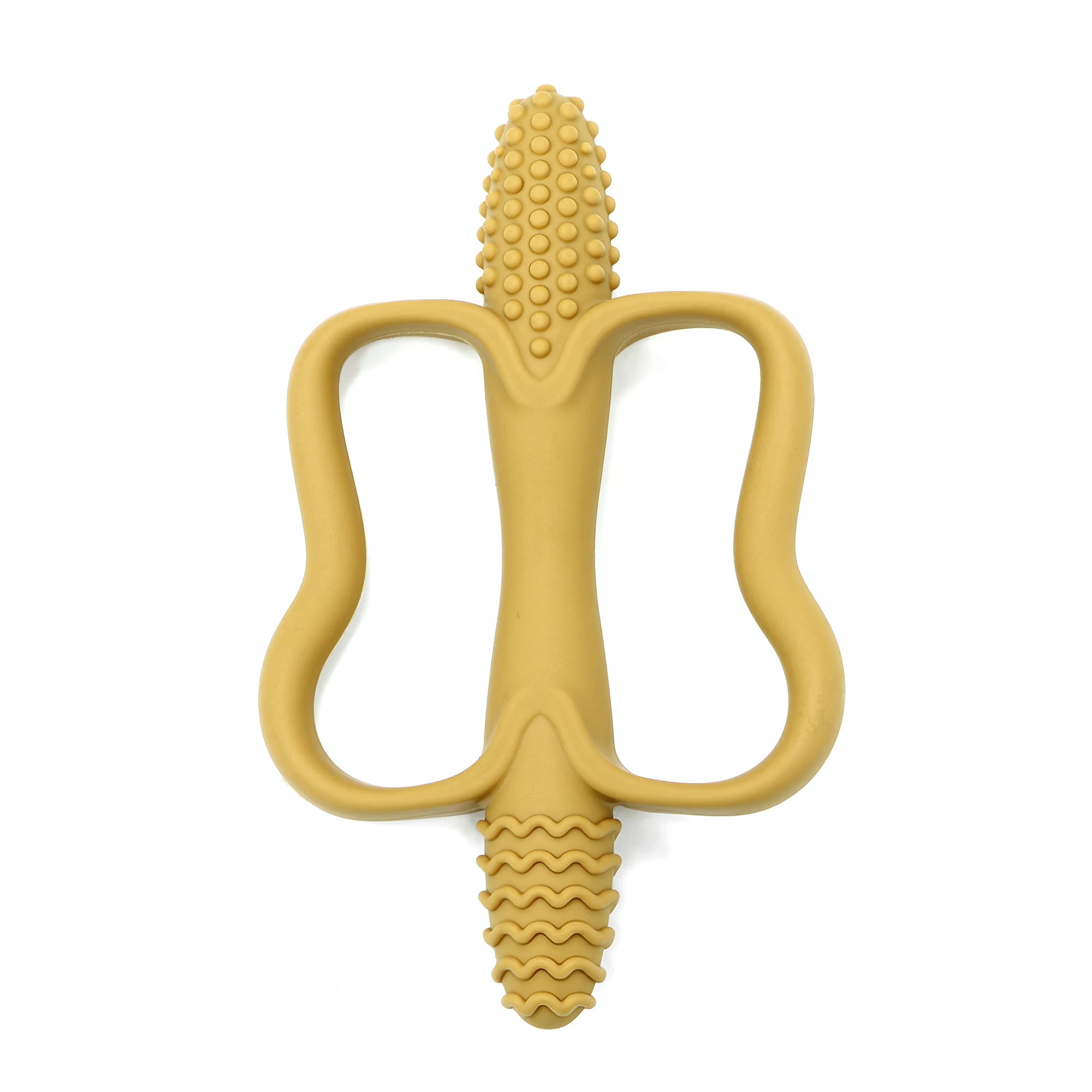 Integrated Silicone Teething Stick with Handle, Baby Toy Teether, Available in 6 Colors, Corn-Shaped Teether.