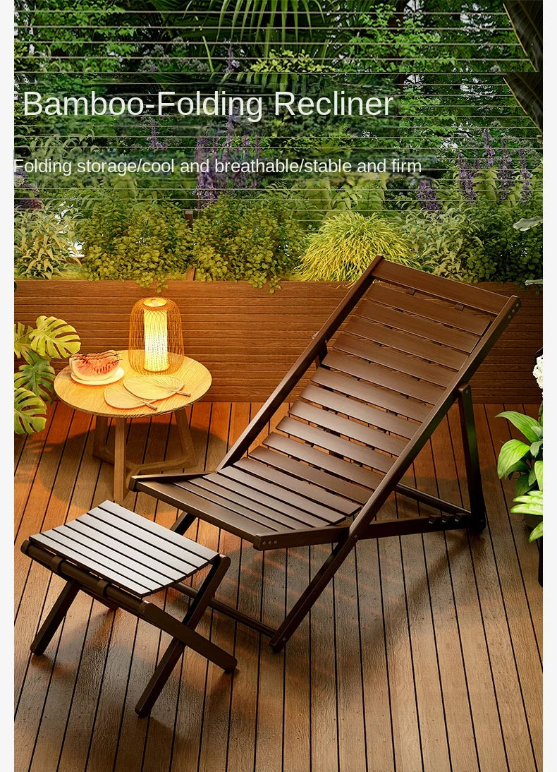 X&D Four Level Adjustable Bamboo Lounge Chair Foldable Chair For Home Use Can Sit Or Lie Down Summer Sleeping Chair Office Chair