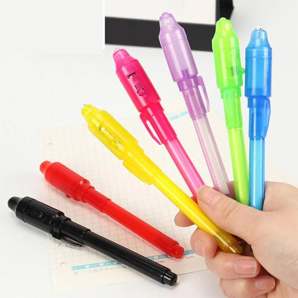 Luminous Light Pen Magic Purple 2 In 1 UV Black Light Combo Drawing Invisible Ink Pen Learning Education Toys For Child