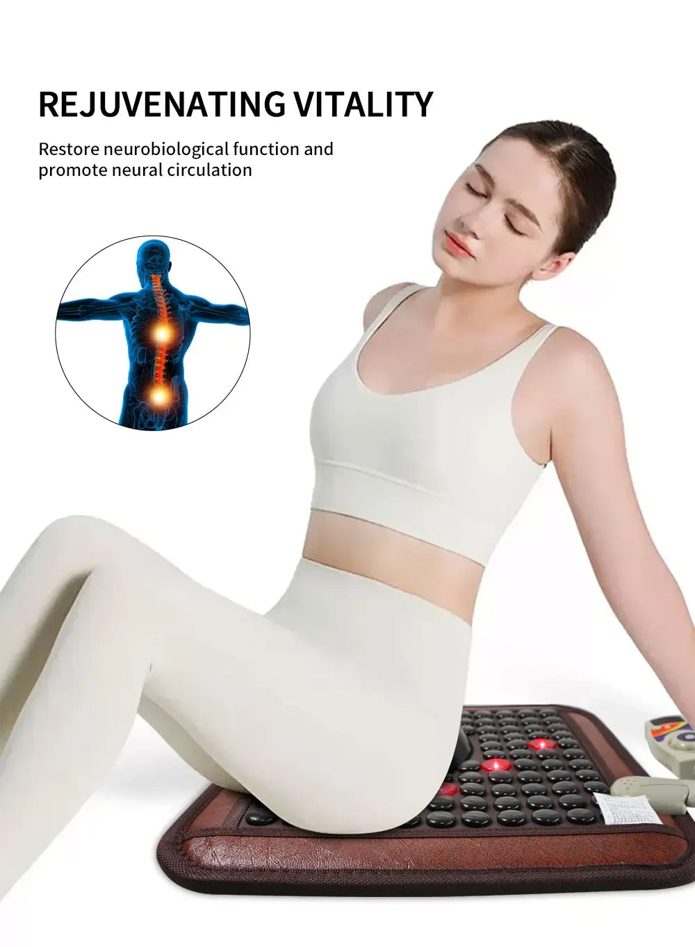 Infrared Photon Heating Tourmaline Jade Cushion Jade Massage Mat Square Cushion 45x45cm Acupoint Massage Relieves Pain