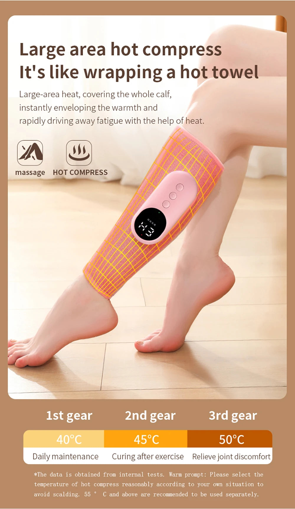 Electric Heated Calf Massager Wireless Air Pressure Leg Massager Hot Compress Calf Massage Machine Promote Blood Circulation