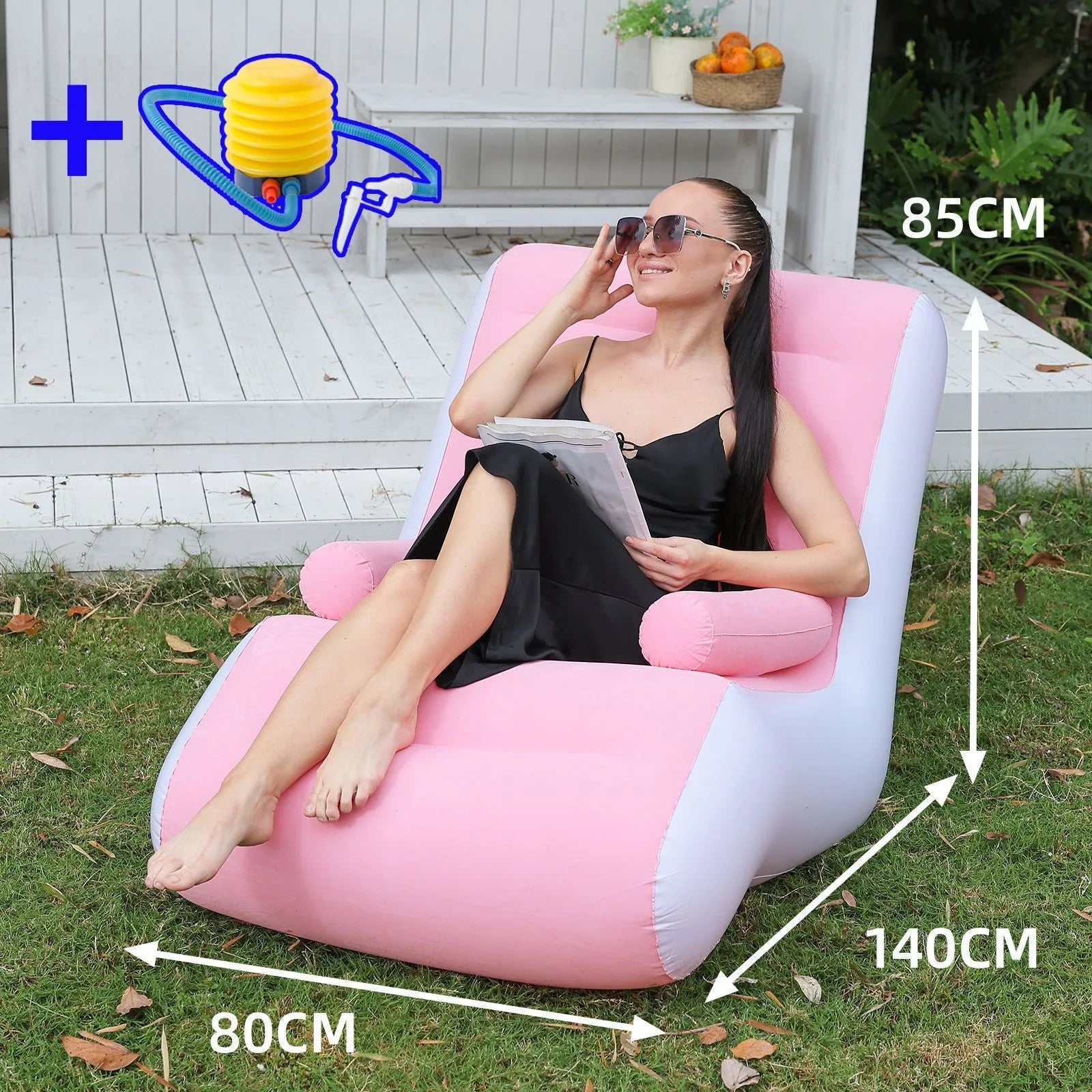Pvc Flocking Inflatable Sofa Lazy Sofa Recliner Living Room Outdoor Lounge Chair