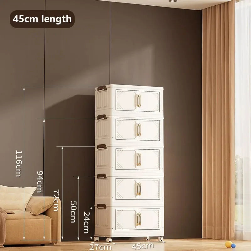 45/55/65cm Length Multifunction Folding Storage Cabinet Dustproof Wardrobe Large Capacity Sundries Cabinet