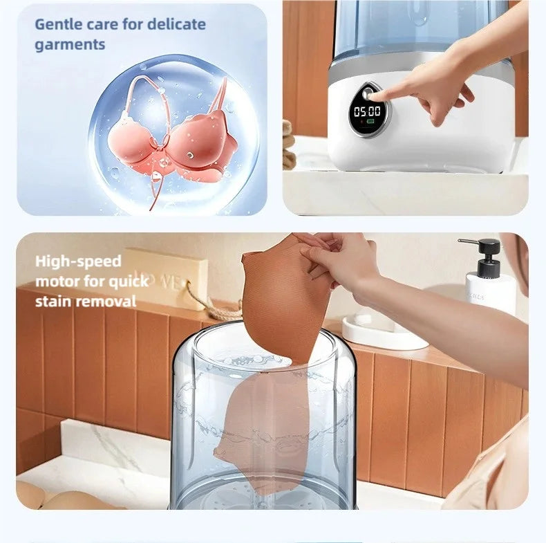 TINSOL New Mini Portable Washing Machine USB Charging Support Silent Fully Automatic Wash Essential for Dorms and Travel