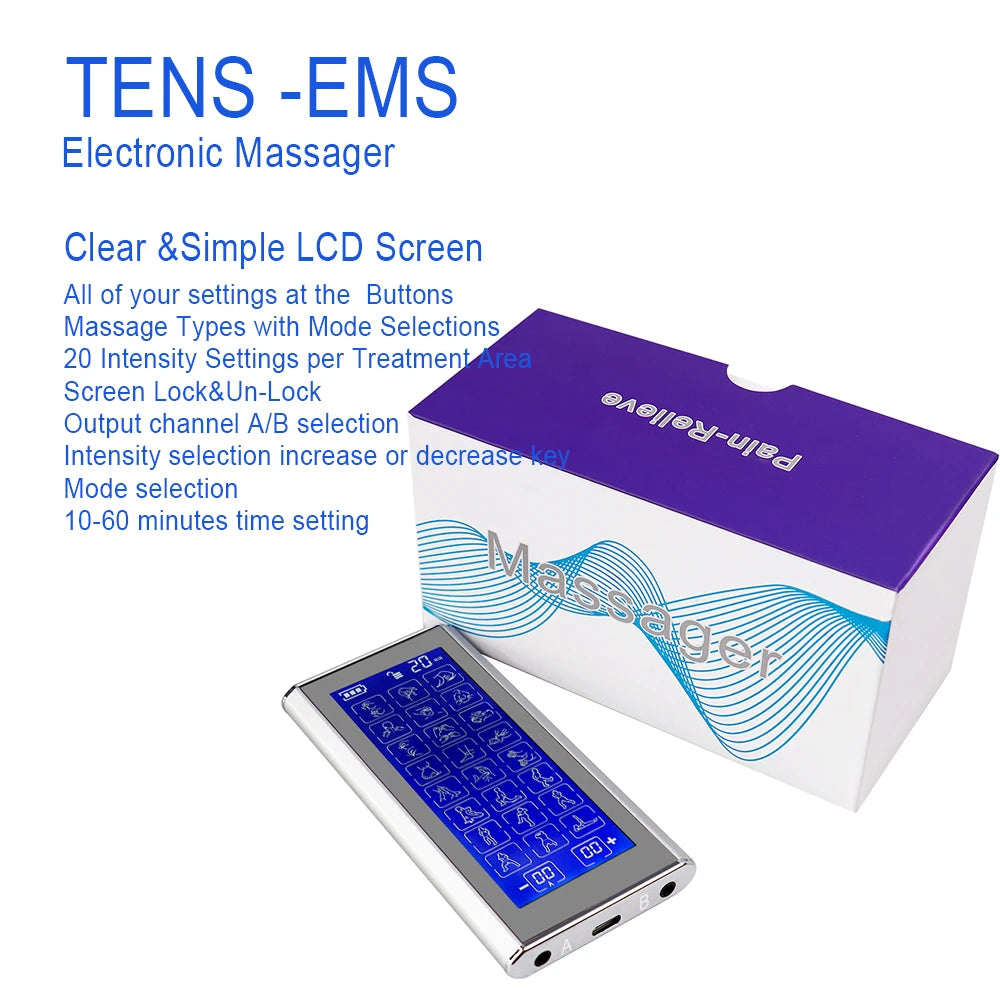 24 Modes Tens Unit Machine with 4 Electrode Pads for Pain Relief Pulse Massage EMS Muscle Stimulator Pain Relief Massage Relax