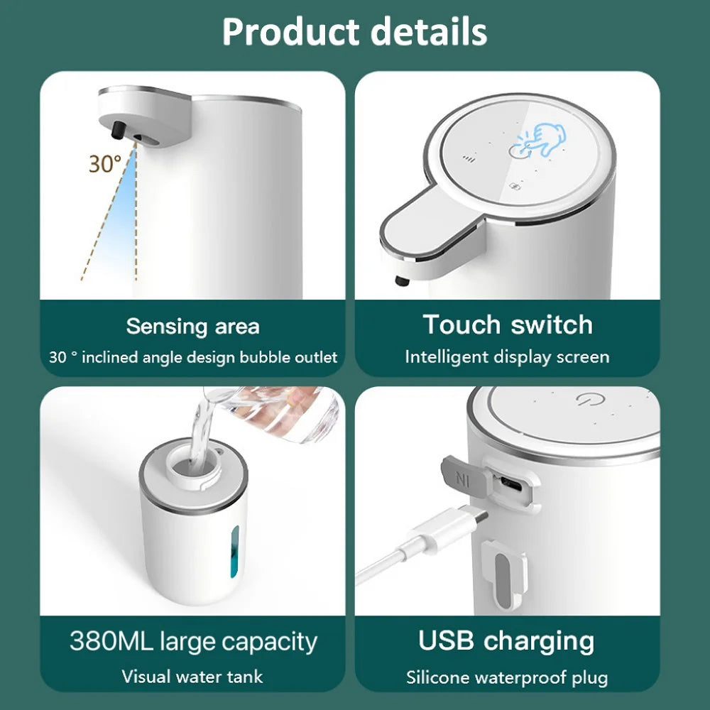 Xiaomi 380ML Automatic Foam Soap Dispenser Bathroom Smart Washing Hand Machine With USB Charging High Quality White Soap Pump