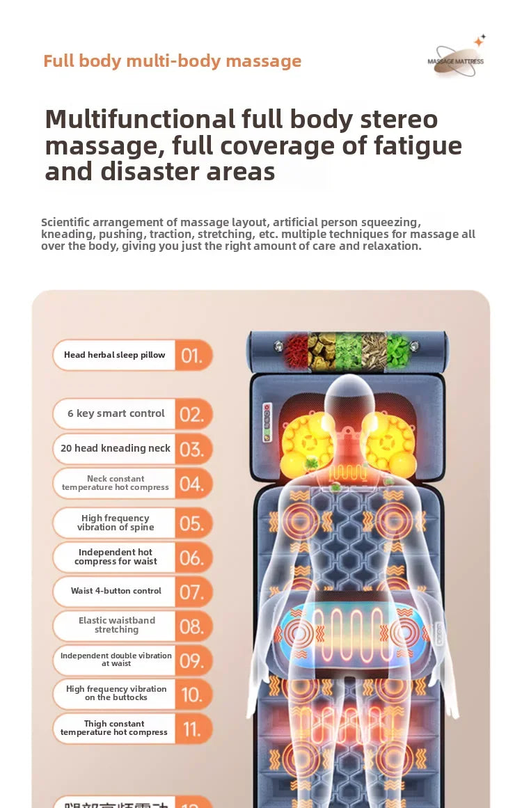 Cervical Massager Neck Waist Back Full Body Multifunctional Massage Cushion Home Recliner Electric Mattress