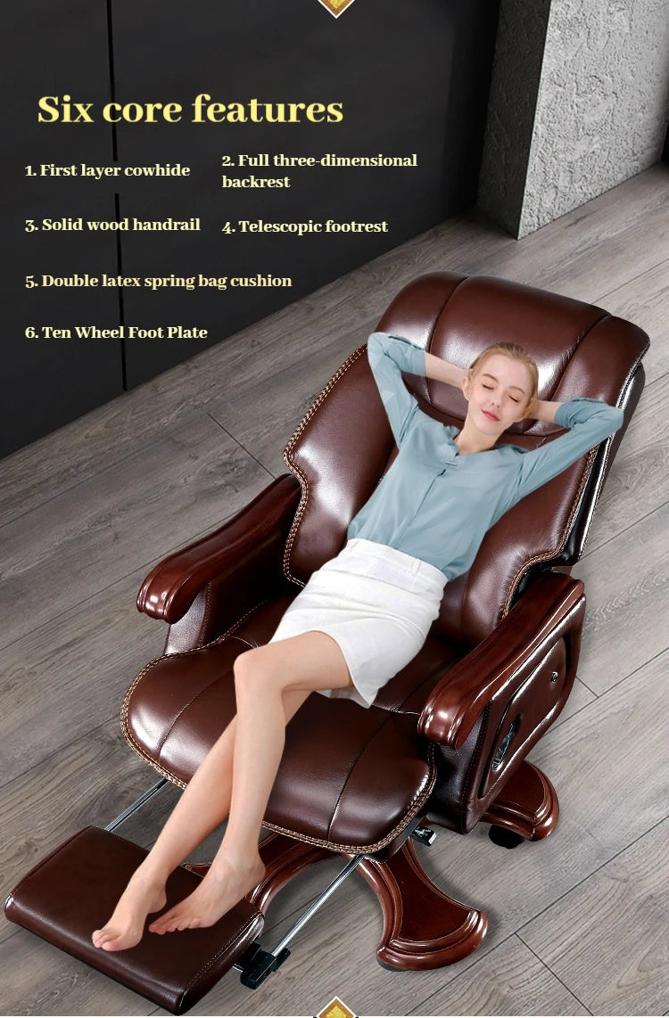 Leather Wheel Office Chair Support Design Relax Modern Massage Chair Chaise Mobile Comfy Luxury Silla Oficina Office Furniture