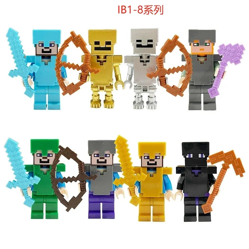 17 Styles Minecrafte Building Blocks Set I/Wi Series 8PCS Set MC Non Repetitive DIY Assembled Toy Birthday Gift action figure
