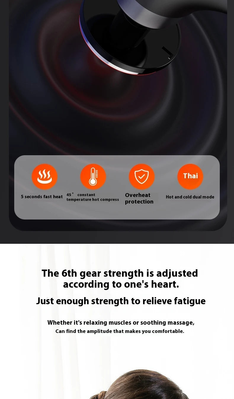 Fascia Massage Gun Shoulder Massager Electric Muscle Massage Machine High Frequency Back Waist Body Massage with Extended Handle