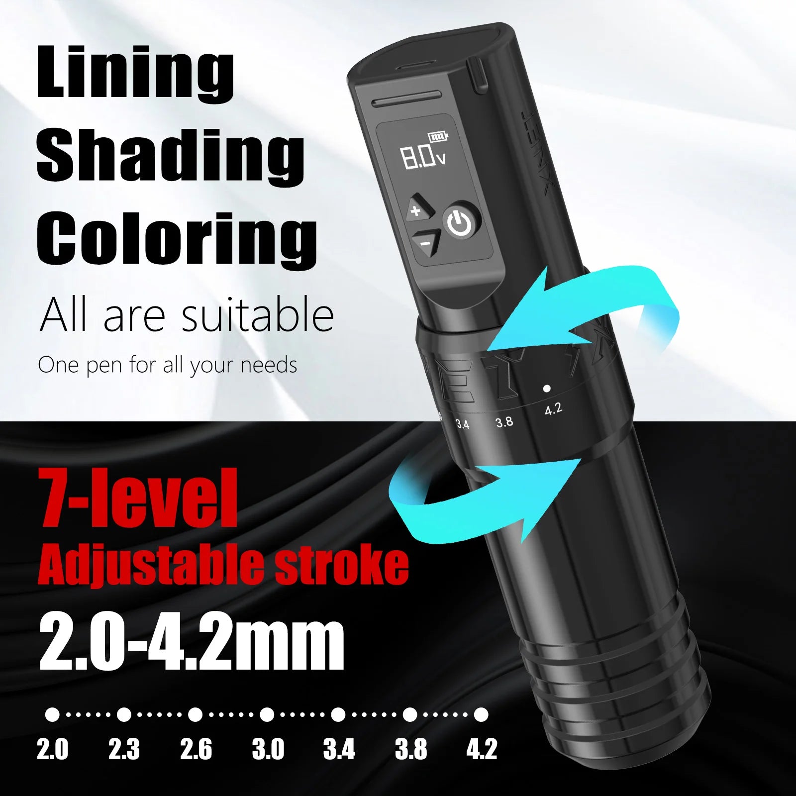 XNET T1 Wireless Tattoo Machine Pen Full Completed Kit Adjustable Stroke Custom Motor Makeup Pen 20pcs Cartridges For Tattoo Art