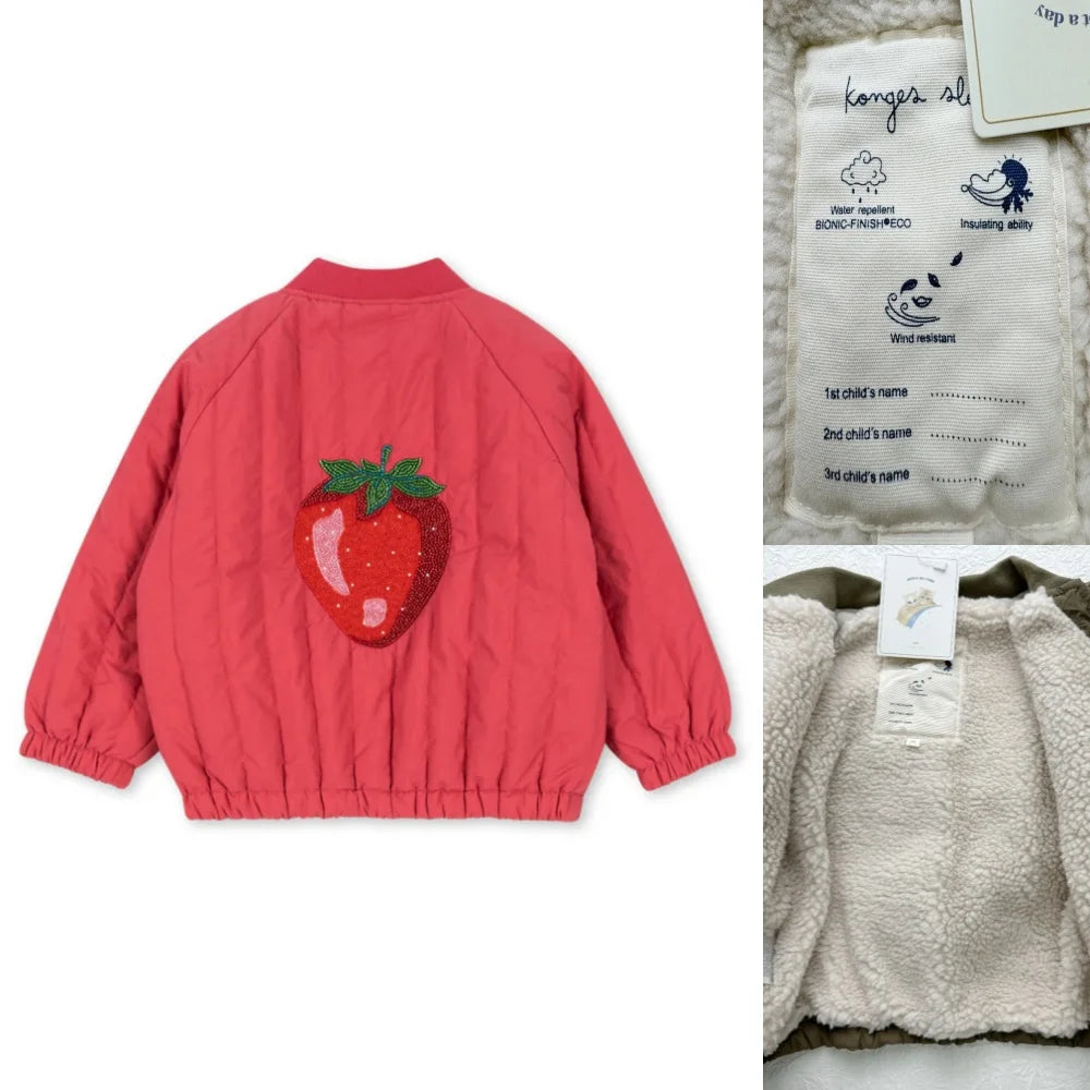 2025 KS Winter Baby Boys Cartoon Lambswool Jackets Kids Cotton Clothes Girls Jackets Outerwear Coats Boys Flight Suit Jackets