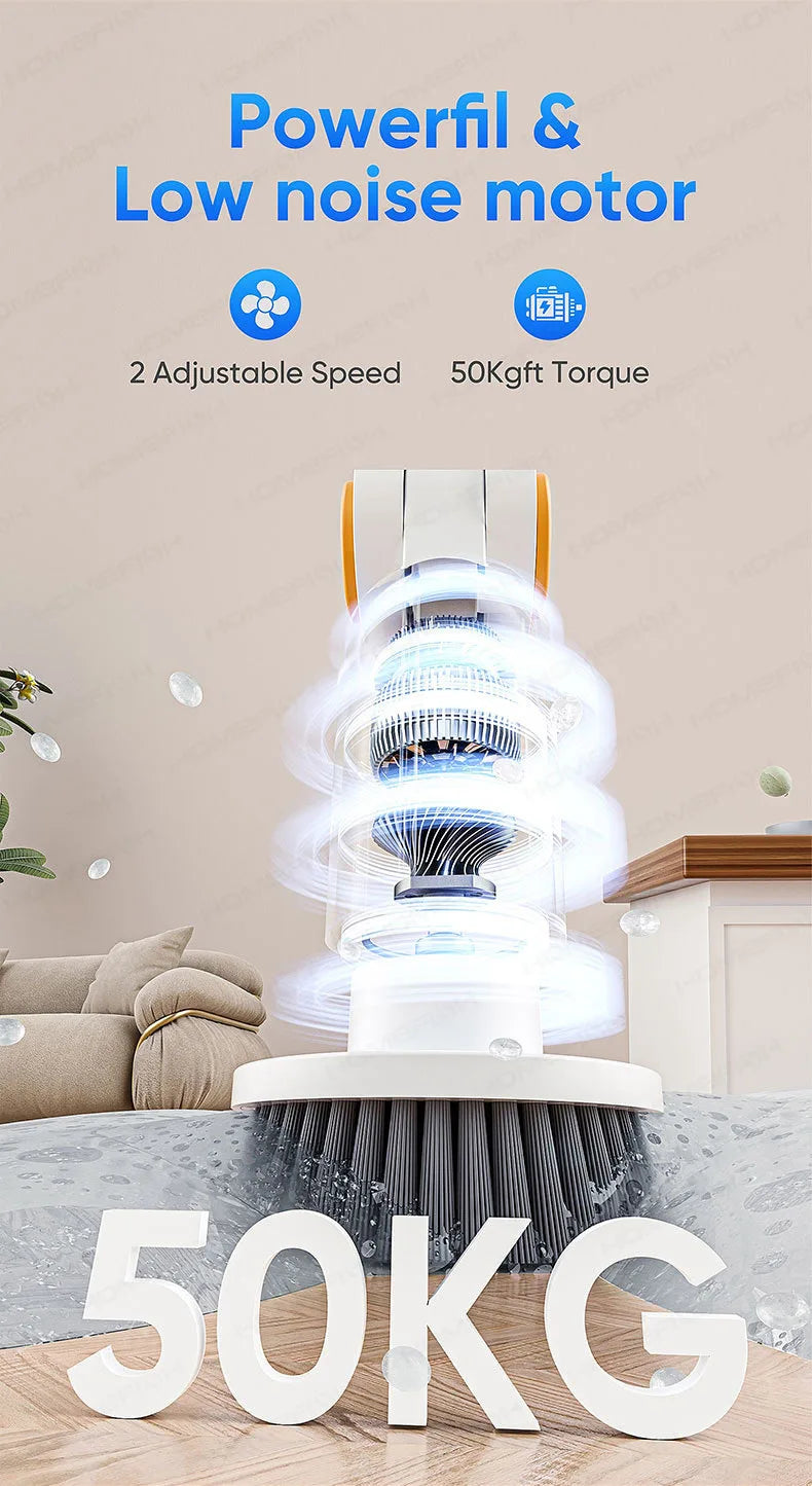 HOMFISH 2025 NEW 8-in-1 Electric Spin Scrubber Wireless Cleaning Brush  Waterproof Bathroom Scrubber Adjustable Extension Handle