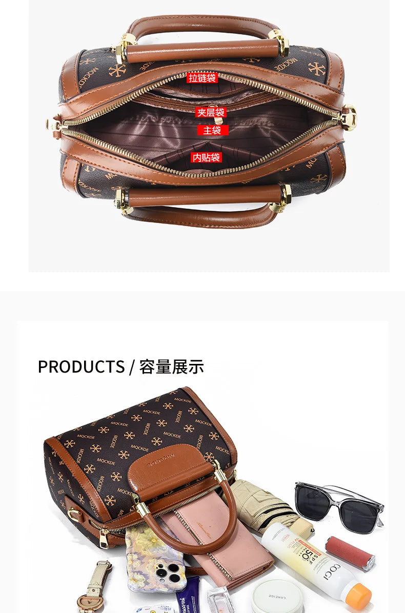 2024 Fashion New Boston Pillow Bag Soft Leather Women's Handbag Versatile Classic Shoulder Bag Large Capacity Crossbody Bag