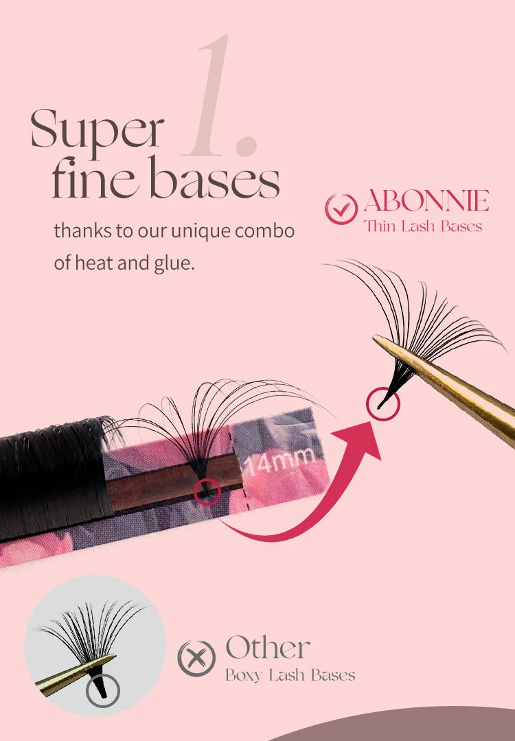 Abonnie Super Soft Blomming Lashes Easy Fan Eyelash Extensions Mega Volume Fans 8-25m All Size Eyelashes Supplies for Eye Beauty