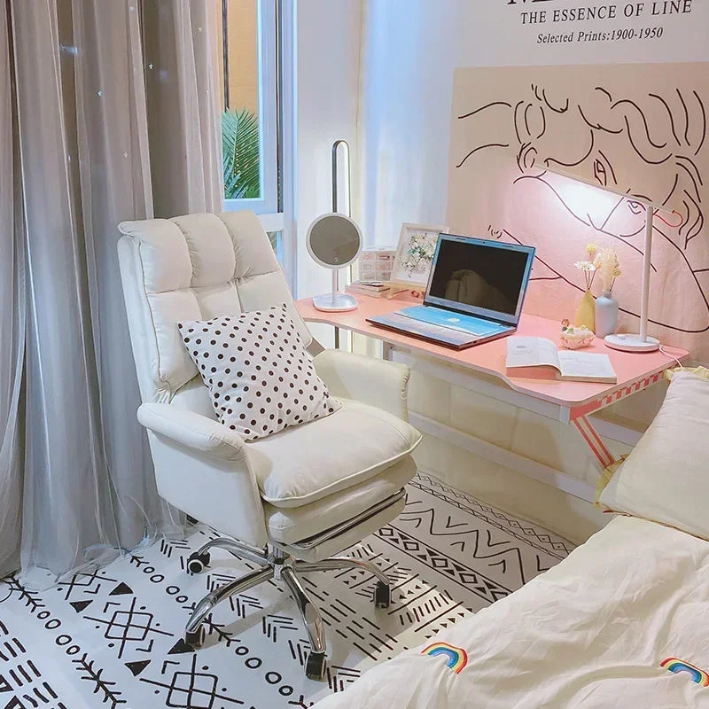 NEW PU Leather Office Chair Pink Gaming Chair Computer Swivel Gamer Live Ergonomic Chair Home Bedroom Sofa Armchairs Furniture