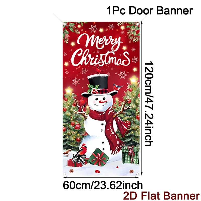 Merry Christmas Porch Door Banner Hanging Ornament Christmas Decoration For Home 2025 Xmas Flag Navidad Noel Gifts New Year 2026