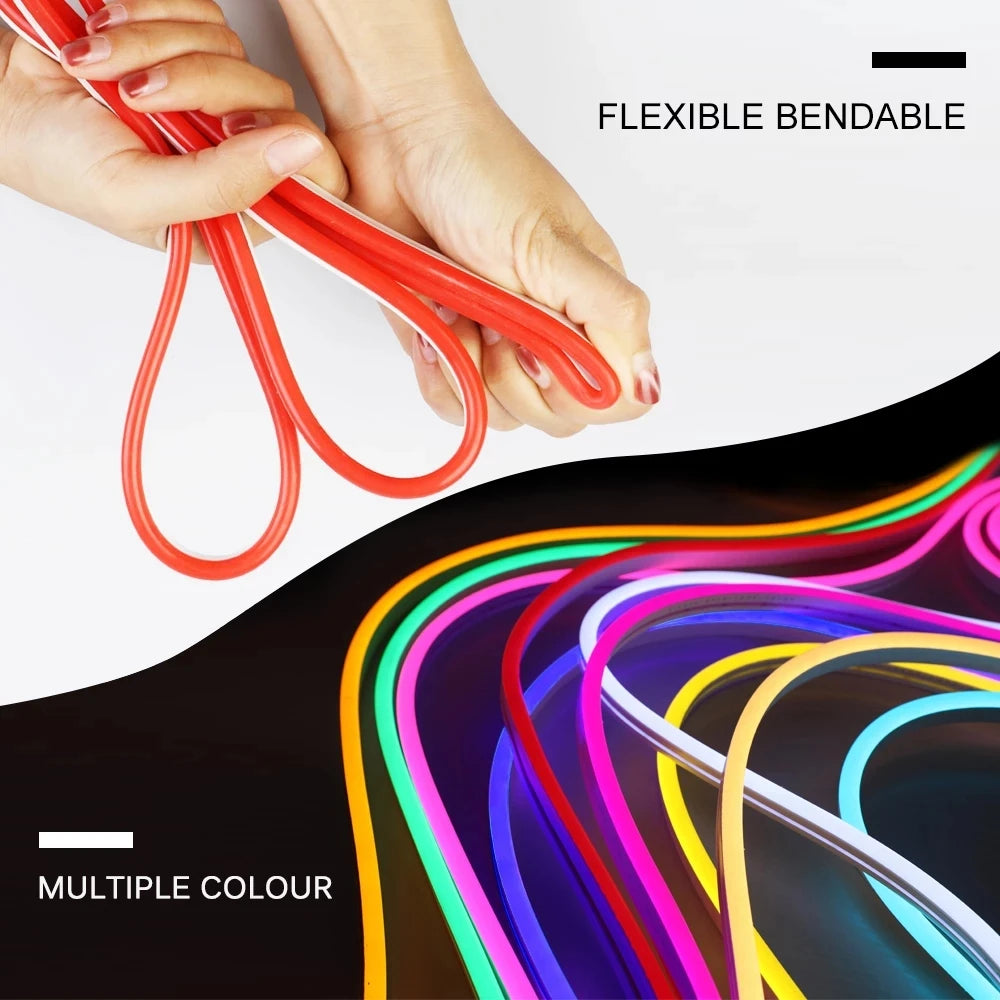Neon Light Strip LED Flexible Silicone Set 2835 5M 600 Lights Embedded Linear Flexible Light Strip for Ndoors Outdoors Bedroom