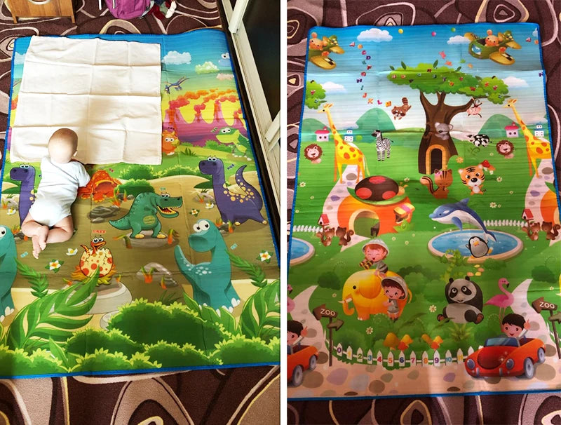 Baby Play Mat Doubel Sided Animals Kids Rug Educational Toys for Children Soft Floor Toddler Crawling Carpet Game Activity Gym