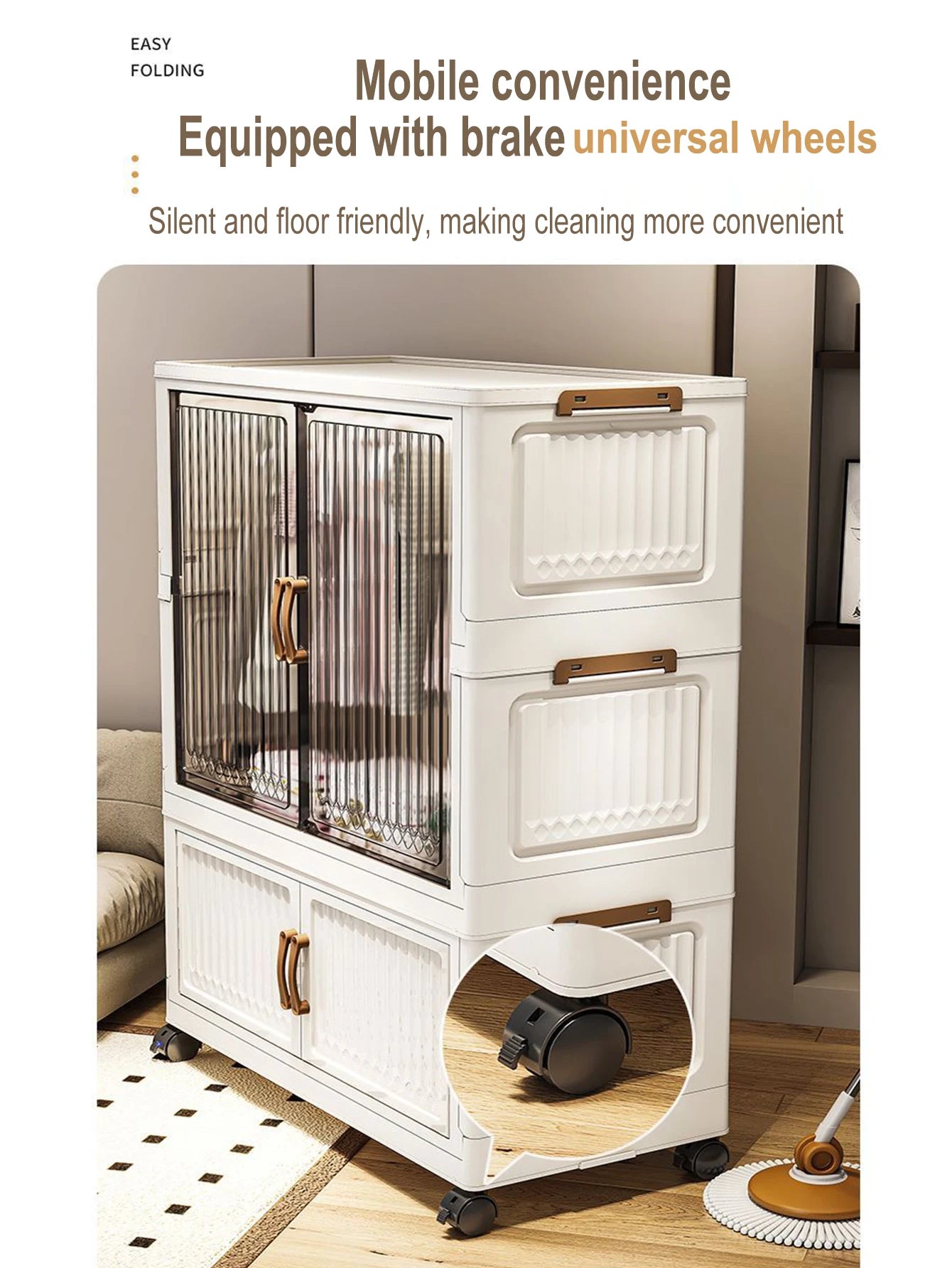 70/80cm Length Multifunction Folding Locker Large Capacity Dustproof Wardrobe Sundries Cabinet Closet Organizer